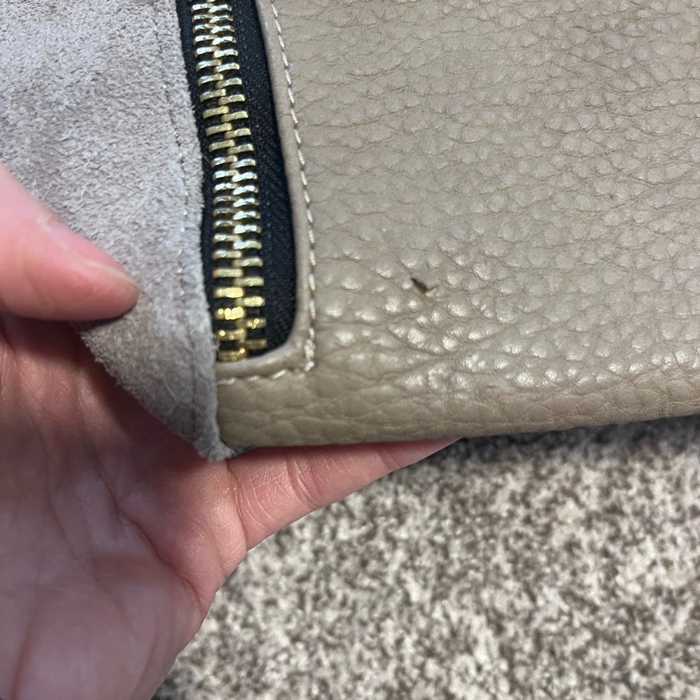 Moda Luxe Taupe Hobo Shoulder Bag Leather Suede Large Slouchy Boho Neutral Purse - Picture 12 of 16